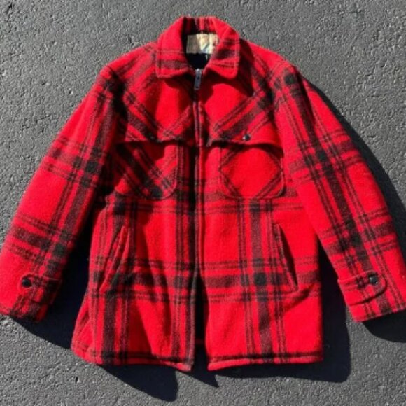 Brent Sportsman Vintage Wool Hunting Coat Jacket Men’s Size Large Red Black - Picture 1 of 12